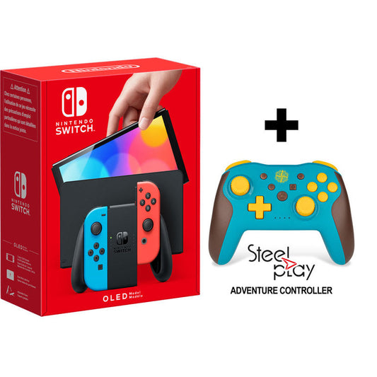 Bundle Console Nintendo Switch Oled + Controller Nintendo Switch Steelplay Adventure - Albagame