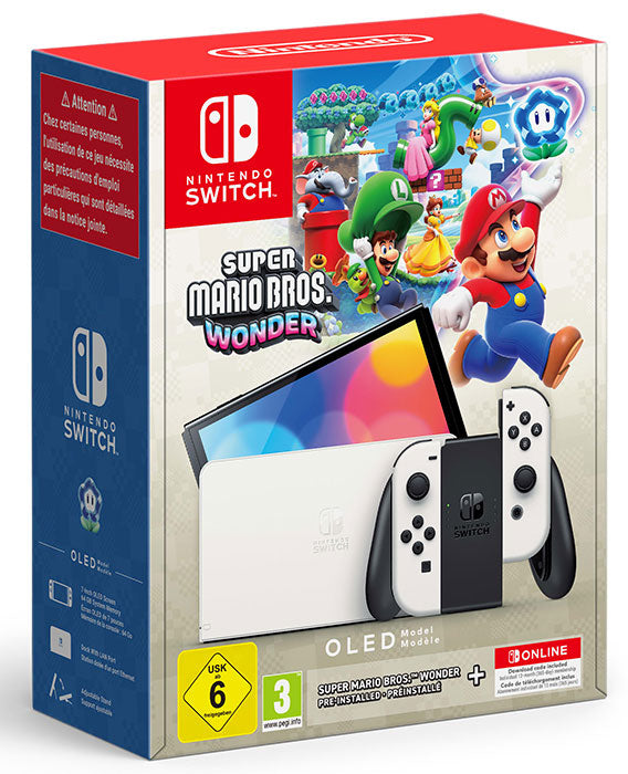 Console Nintendo Switch OLED White + Super Mario Bros.Wonder + 12 Months Membership - Albagame