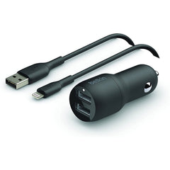 Car Charger Belkin Dual 1x USB-A to Lightning Black