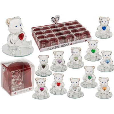 Figure Glass Bear With Heart