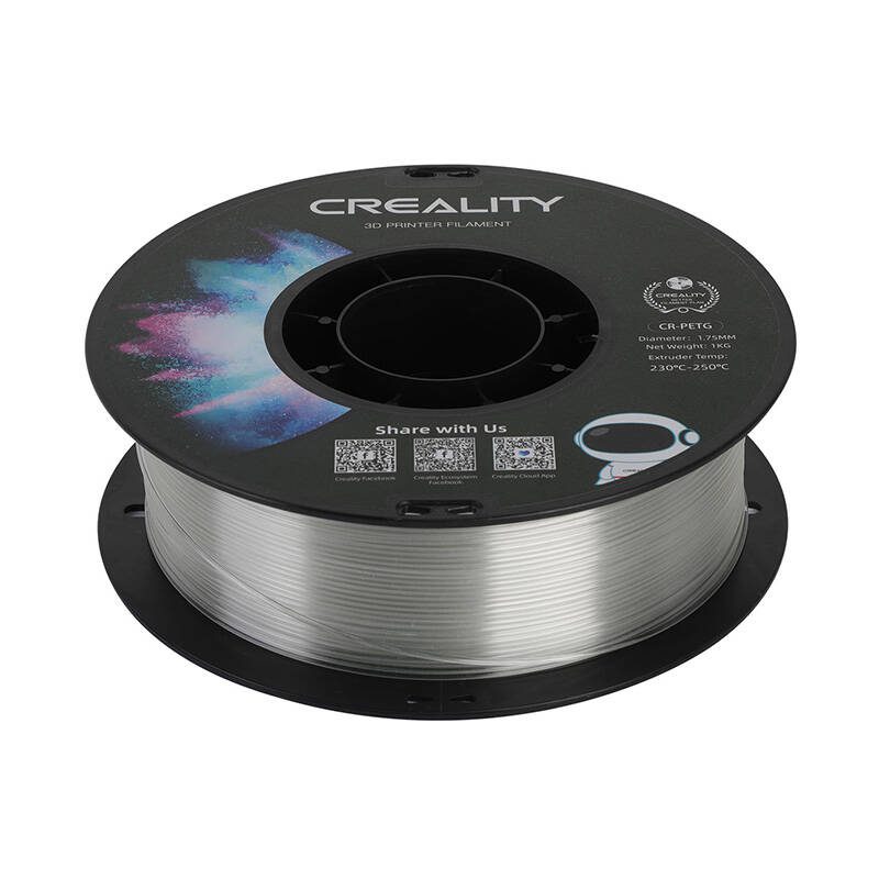 Filament CREALITY CR-PETG Transparent for 3D Printer , Hard Glossy , Tensile Str. 49MPA , 1 kg Spool 1.75 , 3301030037