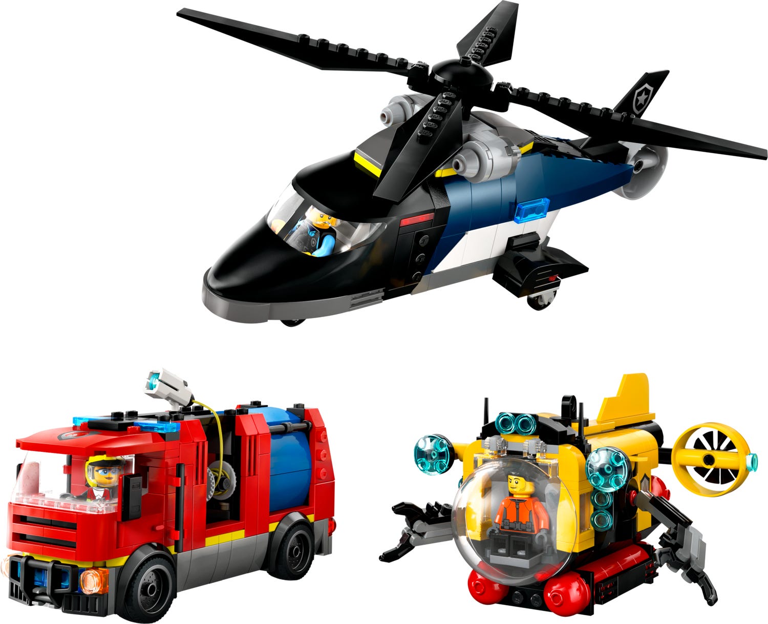 Lego City Helicopter, Fire Truck and Submarine 60462