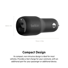 Car Charger Belkin Dual 1x USB-A to Lightning Black