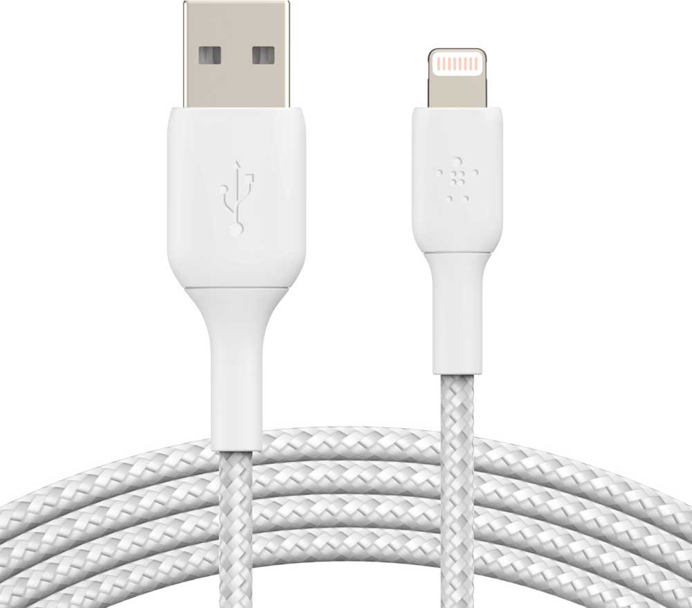 Cable USB-A to Lightning  Belkin BoostCharge Braided White 1m