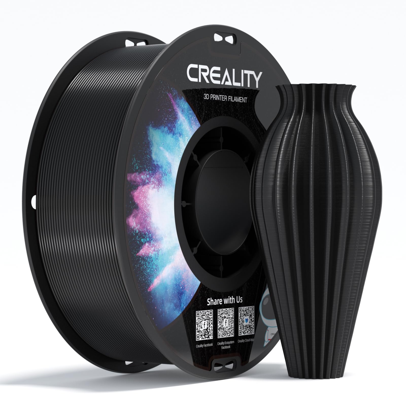 Filament CREALITY CR-PETG Black for 3D Printer , Hard Glossy , Tensile Str. 49MPA , 1 kg Spool 1.75 , 3301030035