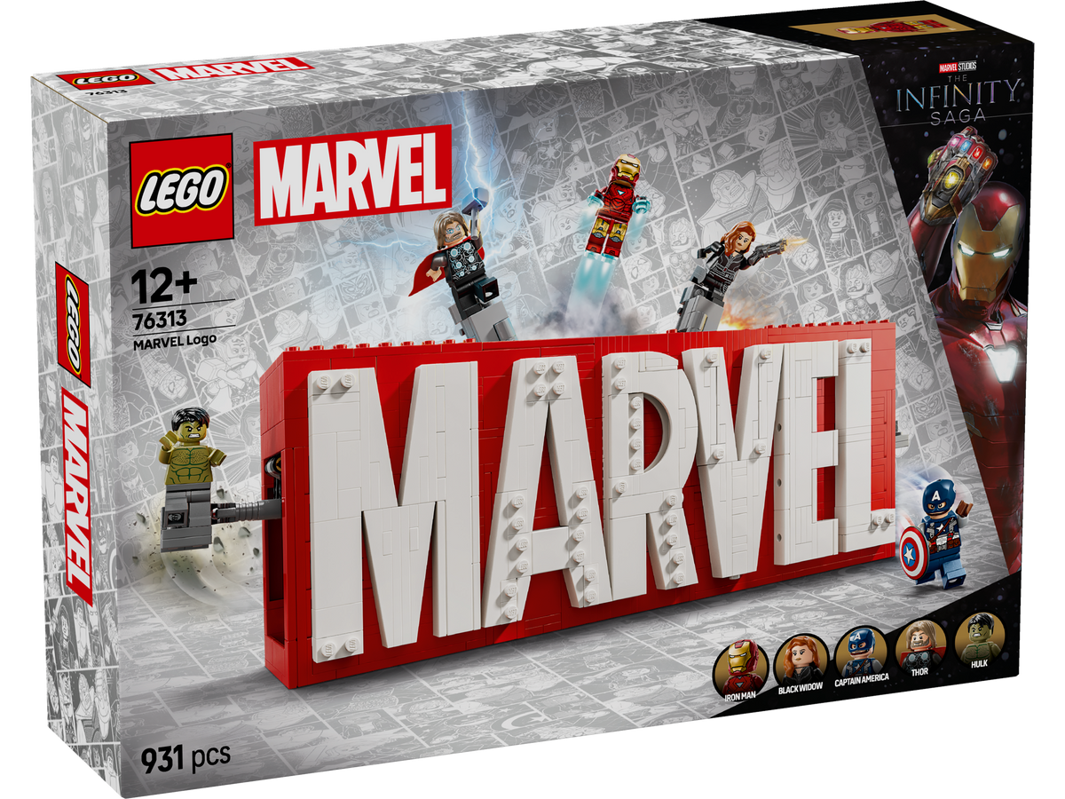 Lego Marvel Logo and Minifigures 76313