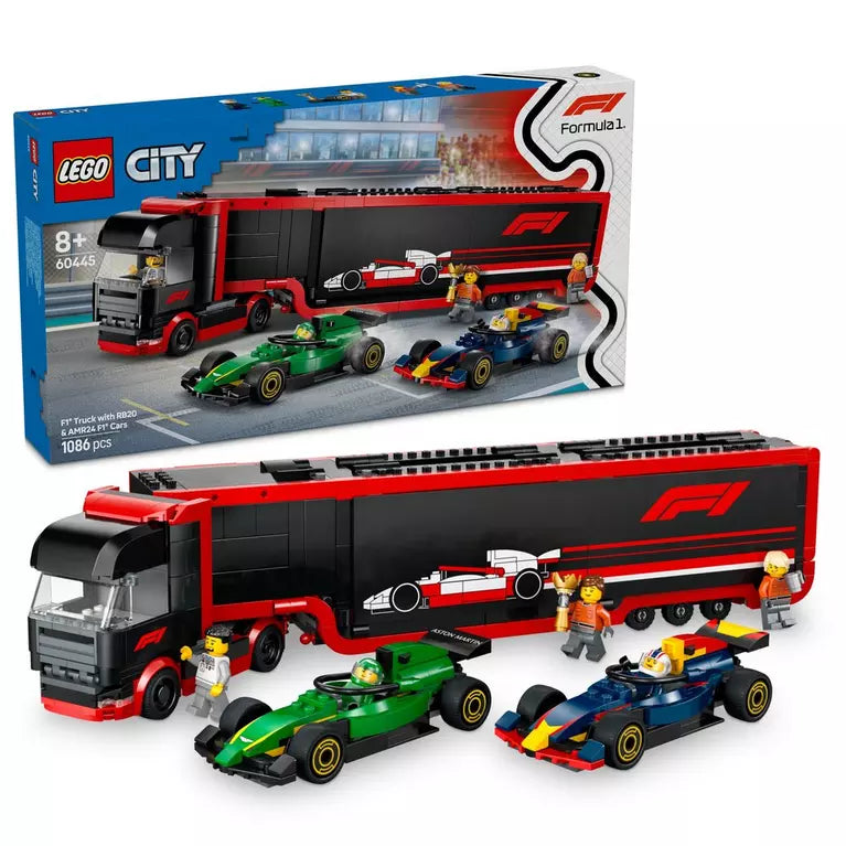 Lego City Truck with RB20 & AMR24 F1 Cars 60445