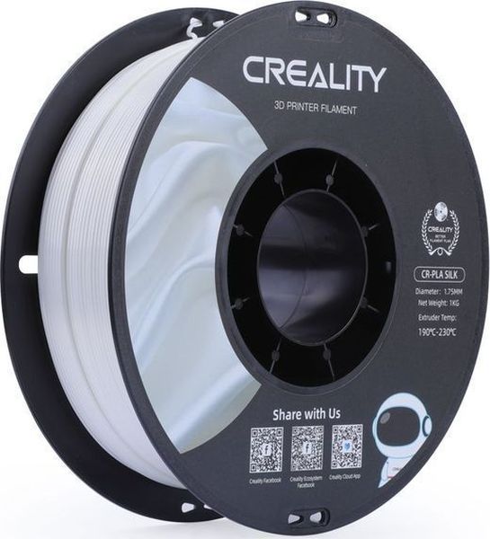 Filament CREALITY CR-PLA Silk White , 3D Printer Filament Glossy , 1 kg Spool , 1.75 mm , 3301120004