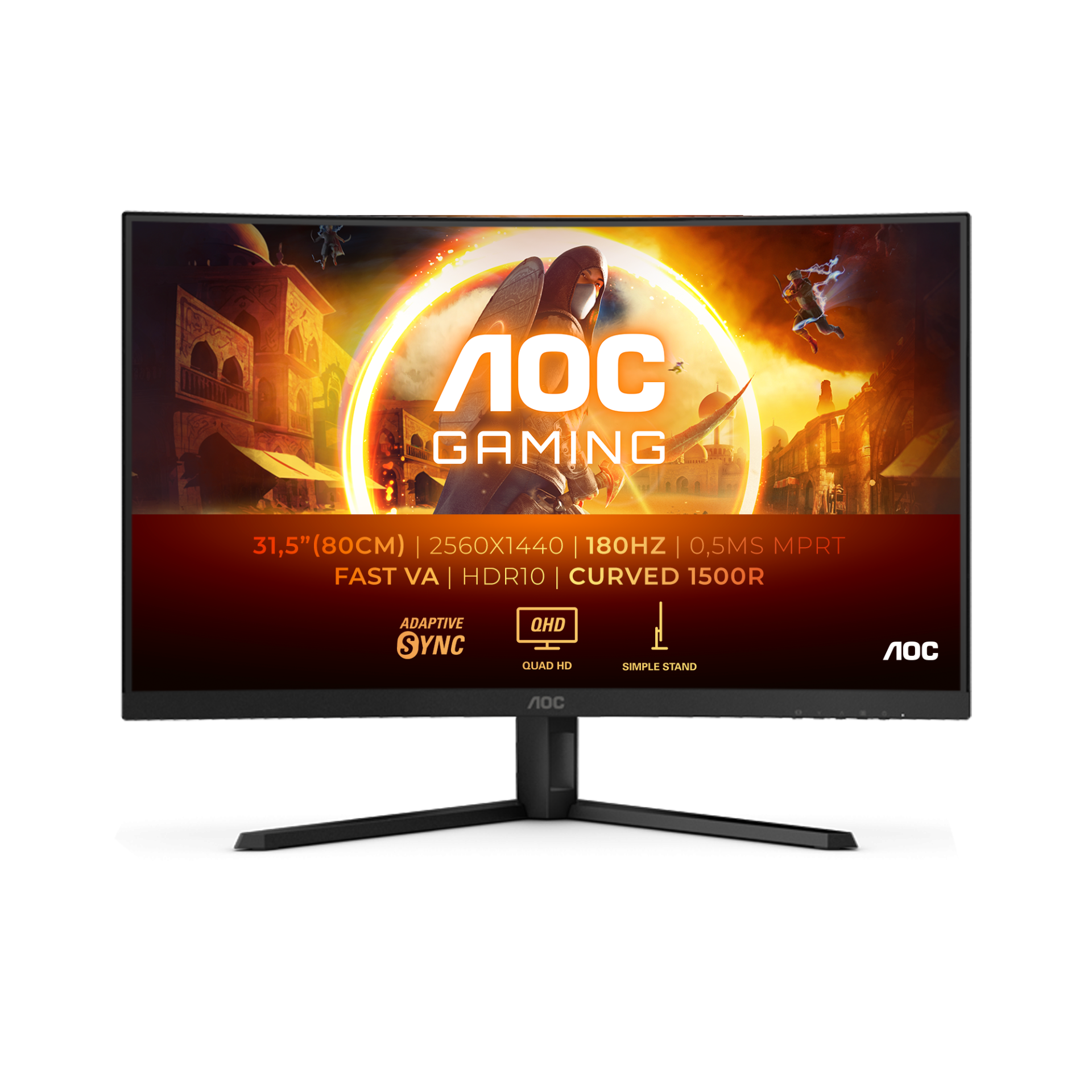 Monitor 31.5" AOC Gaming Curved 1500R  ,  QHD 180Hz