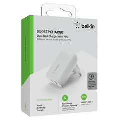 Charger Belkin BoostCharger , 1x USB-C Up to 25W 1x USB-A Up to 12W White