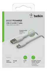 Cable USB-A to USB-C Belkin BoostCharge Braided White 2m