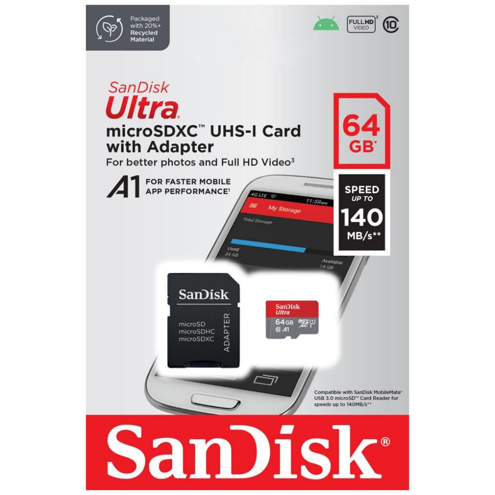 Card MicroSDXC 64GB SanDisk Ultra - Albagame