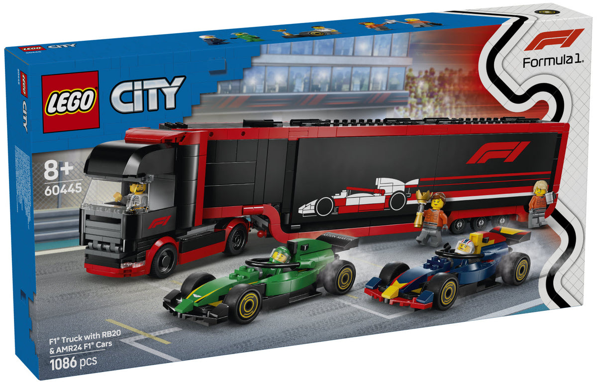 Lego City Truck with RB20 & AMR24 F1 Cars 60445