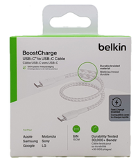 Cable USB-C to USB-C Belkin BoostCharge Up to 60W Braided White 15cm