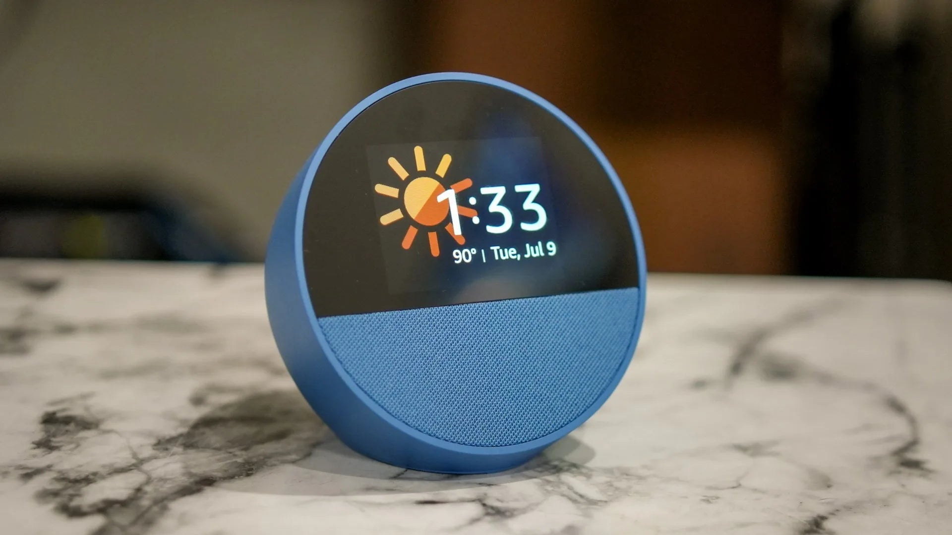 Smart Alarm Clock Amazon Echo Spot Ocean Blue