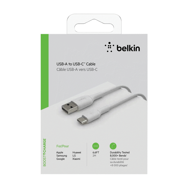 Cable USB-A to USB-C Belkin BoostCharge White