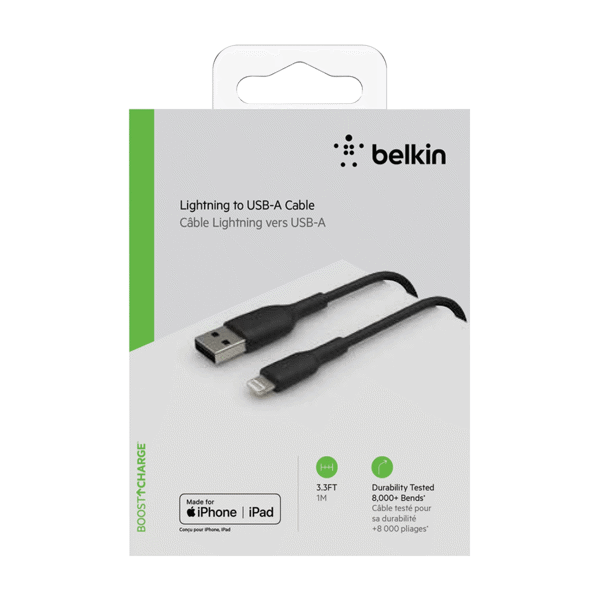 Cable USB-A to Lightning Belkin BoostCharge Black