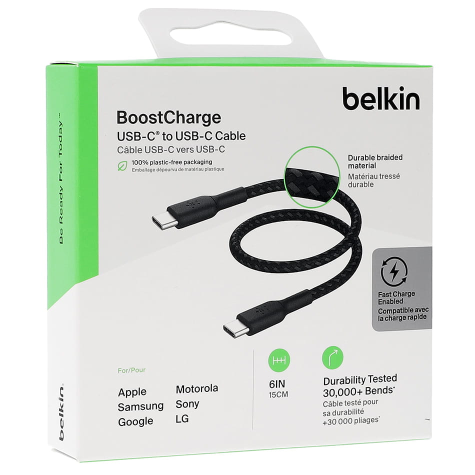 Cable USB-C to USB-C Belkin BoostCharge Up to 60W  Braided Black