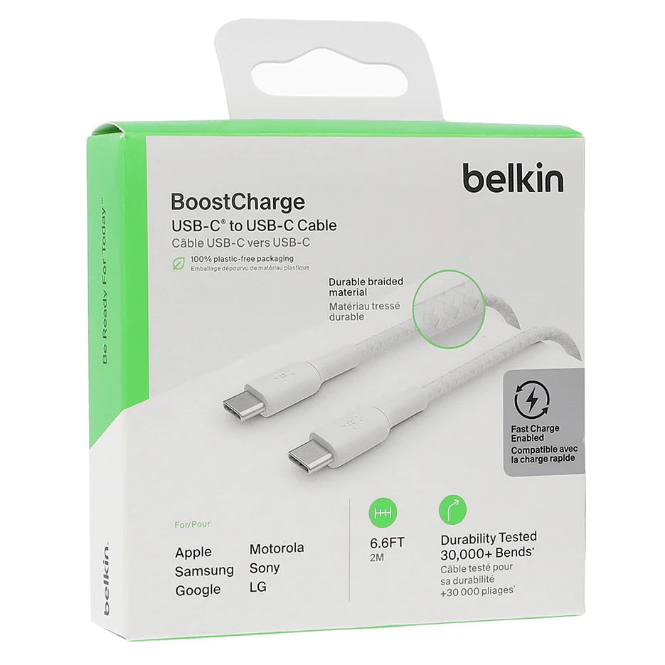 Cable USB-C to USB-C Belkin BoostCharge Up to 60W Braided White 20