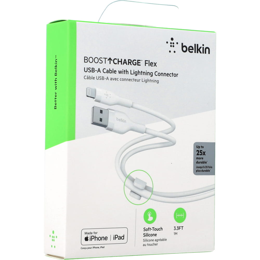 Cable USB-A to Lightning Belkin BoostCharge Flex White 1m