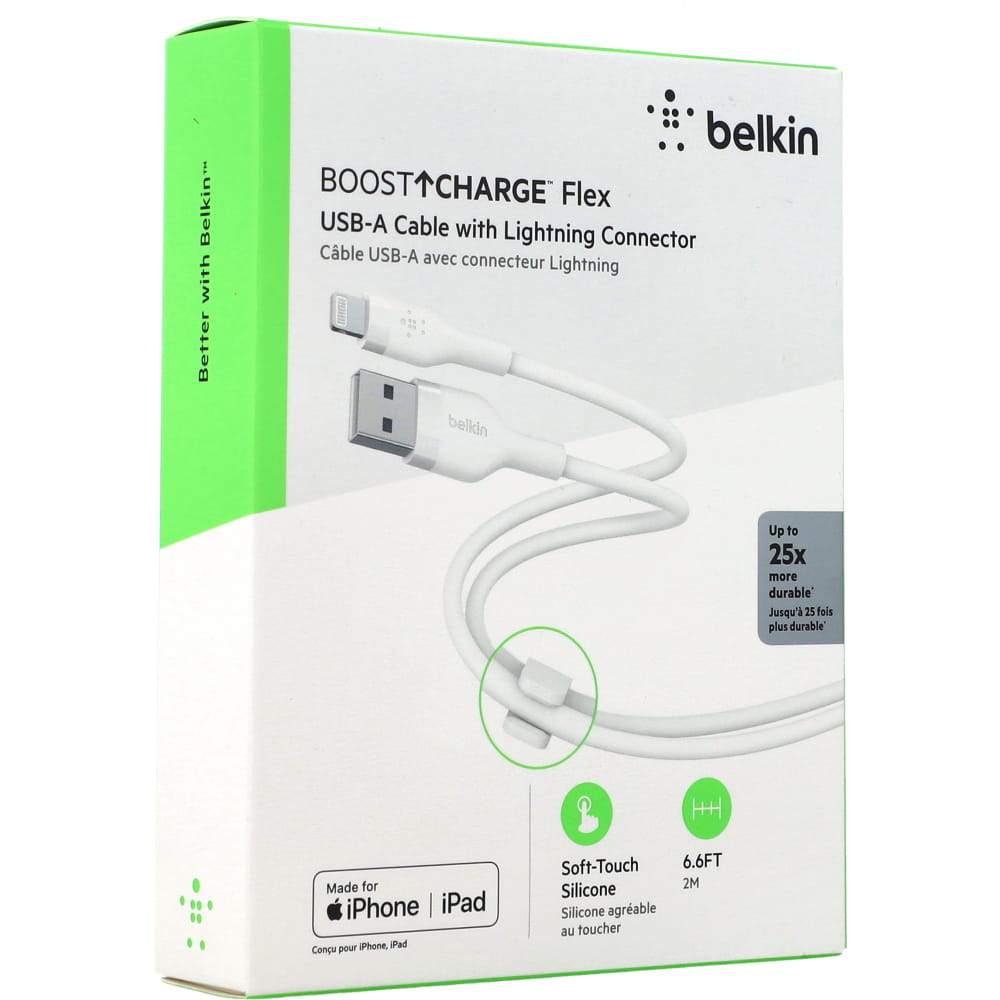 Cable USB-A to Lightning Belkin BoostCharge Flex White 2m