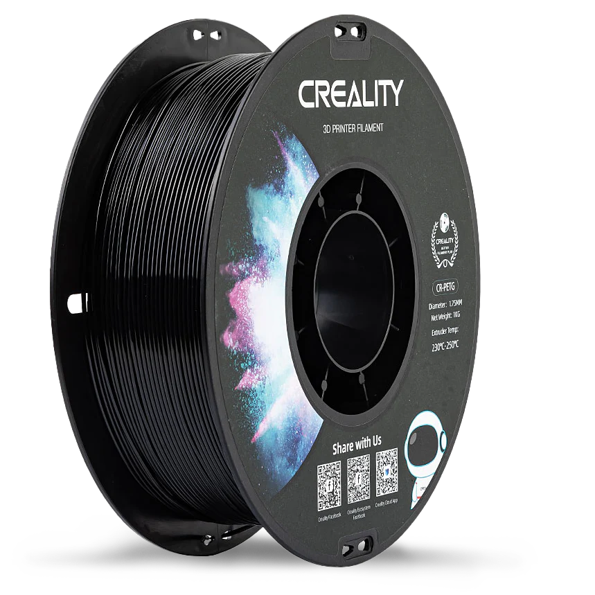 Filament CREALITY CR-PETG Black for 3D Printer , Hard Glossy , Tensile Str. 49MPA , 1 kg Spool 1.75 , 3301030035