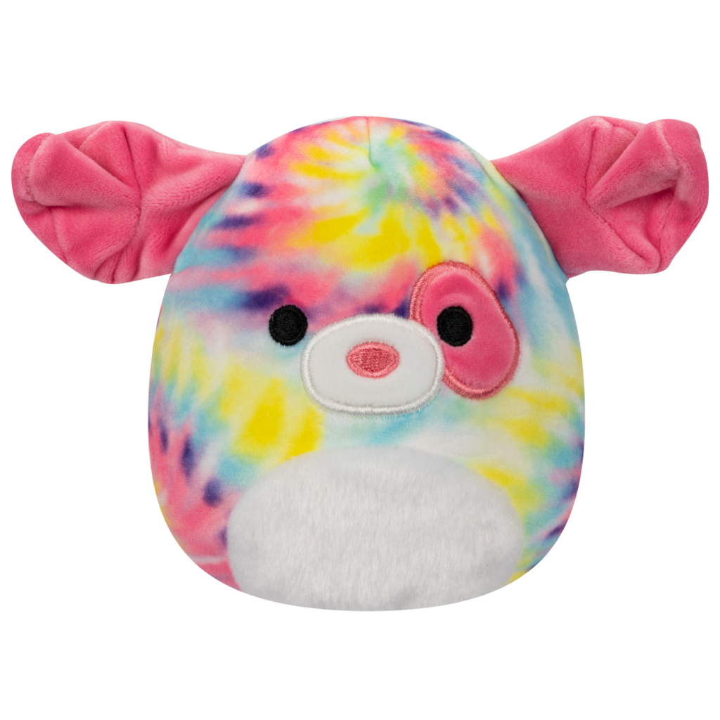 Plush Squishmallows Pink Tabby Cat/Rainbow Tie-Dye Dog