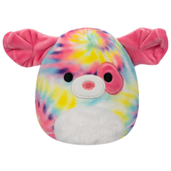 Plush Squishmallows Pink Tabby Cat/Rainbow Tie-Dye Dog