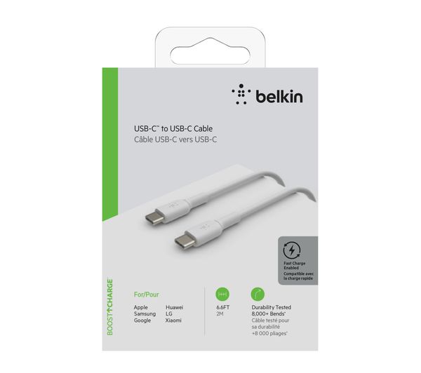 Cable USB-C to USB-C Belkin BoostCharge White