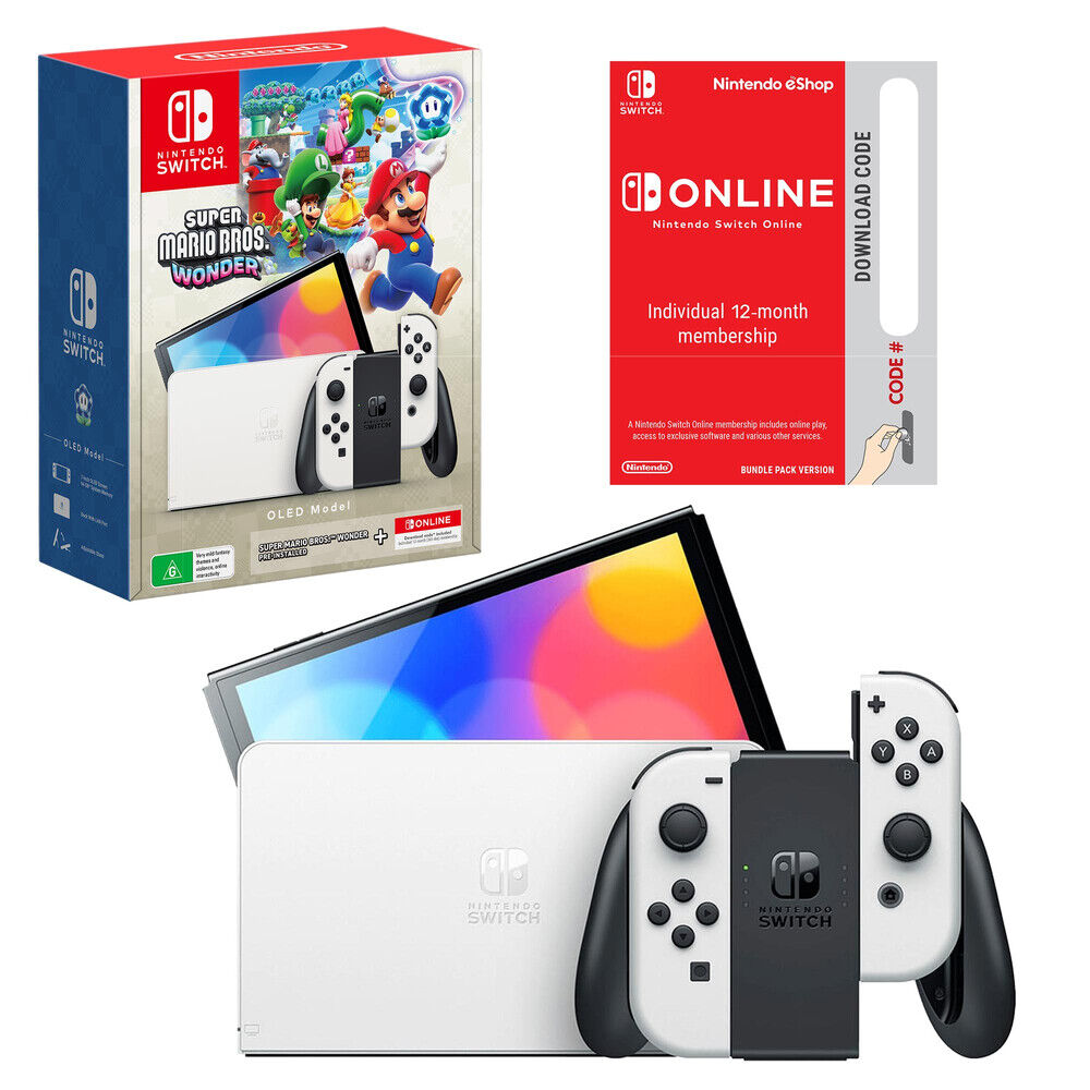 Console Nintendo Switch OLED White + Super Mario Bros.Wonder + 12 Months Membership