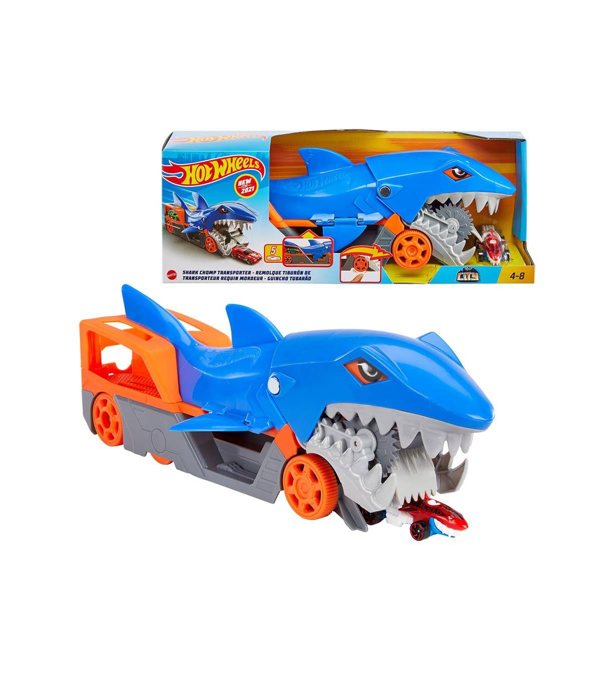 Vehicle Hot Wheels City Shark Chomp Transporter Playset - Albagame